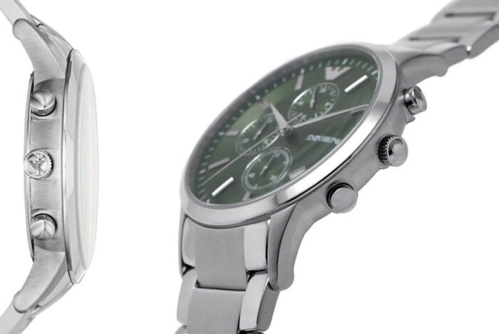 Emporio Armani Renato Chronograph Green Dial Silver Steel Strap Watch For Men - AR11507 - Image 7